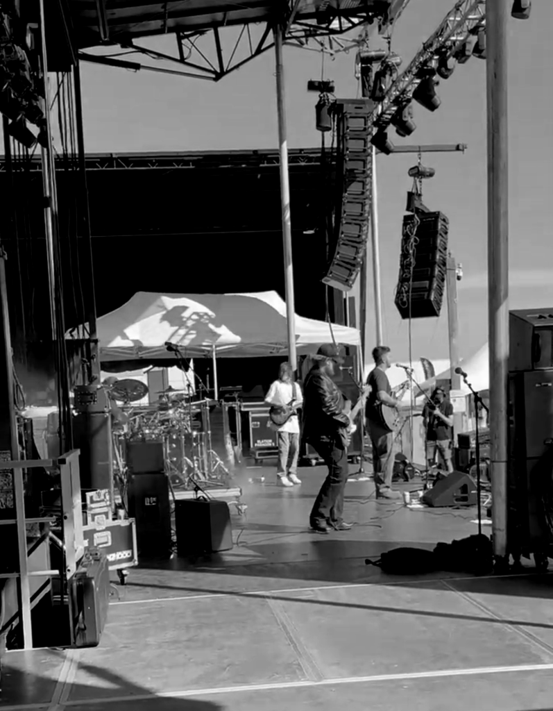 Nic Hitchens performing with a band.